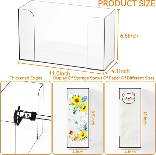 Miniatura 3 de Dispensador de toallas de papel de baño transparente, soporte para toallas de papel acrílico triple de 11 pulgadas de largo, dispensador de toallas