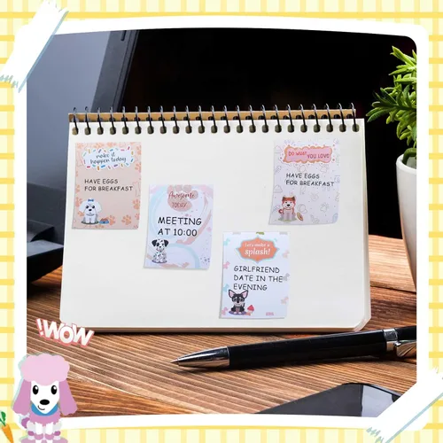 Miniatura 7 de Sherr Paquete de 12 notas adhesivas para perros de regreso a clases, 4 x 3 pulgadas, divertidos animales inspiradores, blocs de notas adhesivas