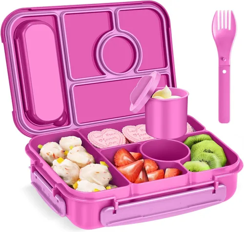 Miniatura 11 de Amathley Lonchera Bento para Adultos, Lonchera para Niños, Recipientes para Almuerzo para Adultos/Niños/Niños Pequeños, Lonchera Bento de 5 Azul