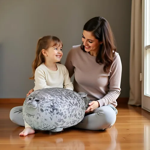 Miniatura 7 de Ryttir Animal de peluche grande de 24 pulgadas, diseño de focas suaves de peluche para dormitorio, divertidos regalos de San Valentín para mujeres