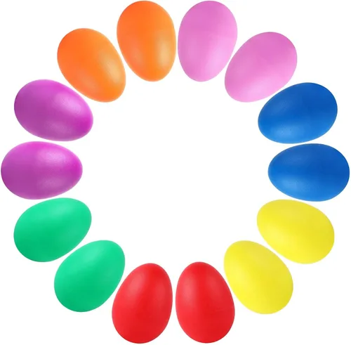Augshy Huevos de percusión musical, maracas, huevos de Pascua, juguetes para niños, 14 unidades (plástico)