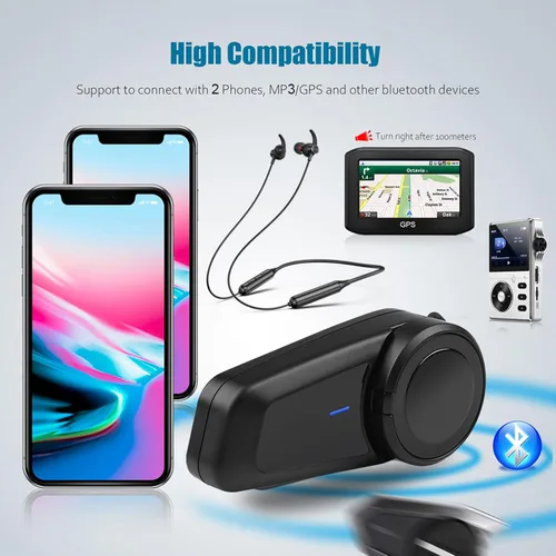 Miniatura 4 de QSPORTPEAK M2 - Intercomunicador de auriculares Bluetooth para casco de motocicleta, dúplex completo, inalámbrico para 6 conductores/alcance 3,280.8