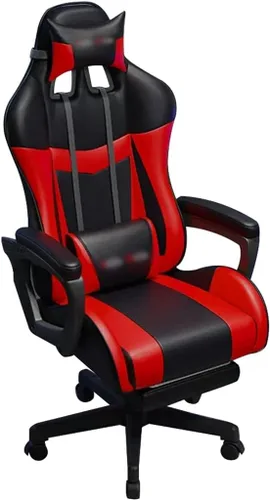 Miniatura 9 de Silla de juegos con reposapiés de 90° a 145° Gran ángulo puede tumbarse, silla ergonómica de carreras con abrazo, carga de 330.7 libras