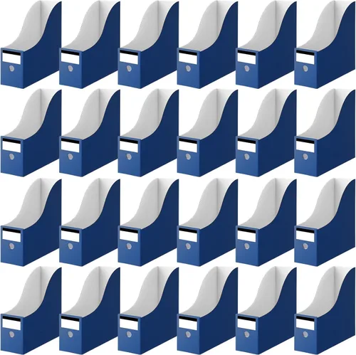 Miniatura 9 de Thenshop Organizador de 24 piezas de cartón para archivos, revistas, caja organizadora de archivos de escritorio, carpeta de almacenamiento de Negro