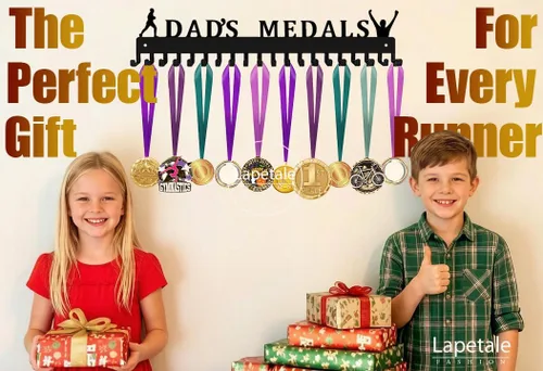 Miniatura 3 de Soporte para medallas – She Believed She Could She Did – Soporte personalizado para medallas para corredor de carreras deportivas, placa de metal