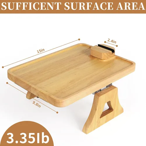 Miniatura 2 de Bandeja de sofá para sofá ancho, brazo de sofá con clip de 15 x 9.8 pulgadas con soporte giratorio de 360°, espacio de ensanchamiento de mesa
