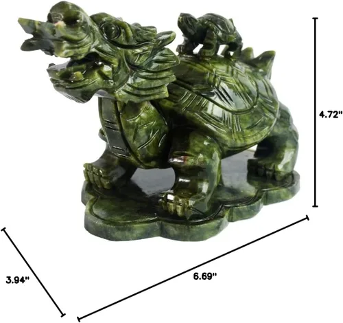 Miniatura 9 de LILOVE Feng Shui chino gran tortuga de dragón de jade verde para la riqueza estatua escultura figuritas