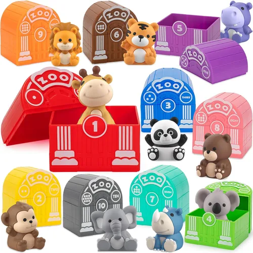 Miniatura 8 de KMUYSL Juguetes para niños y niñas de 1, 2, 3 años, set de juguetes de animales de granja, habilidades de conteo, combinación de colores, regalo