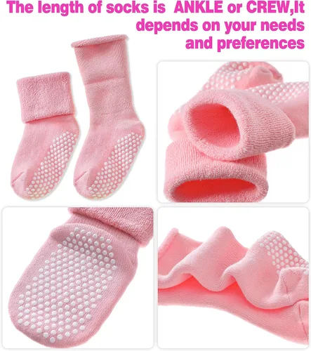 Miniatura 5 de SDBING Calcetines Antideslizantes para Bebés Niños y Niñas Infantes y Niños Pequeños Calcetines de Tobillo y Tripulación de Algodón Grueso y Cálido