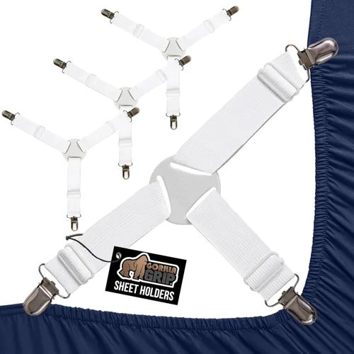 Miniatura 8 de GORILLA GRIP Sujetadores de Sábanas Patente Pendiente, Sujetadores Elásticos Ajustables con Clips de Metal, Correas de Ropa de Cama Ajustada que