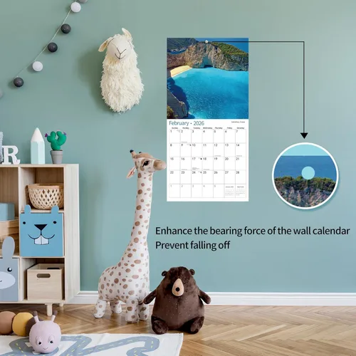 Miniatura 3 de Calendario de pared 2026, calendario 2026, noviembre de 2025 a diciembre de 2026, calendario de pared PLAYAS, 12 x 24 pulgadas abierto, página