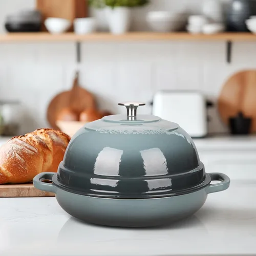 Miniatura 6 de EDGING CASTING Olla de horno holandés de hierro fundido esmaltado con tapa, horno de pan redondo para hornear pan de masa madre casero, 6 cuartos