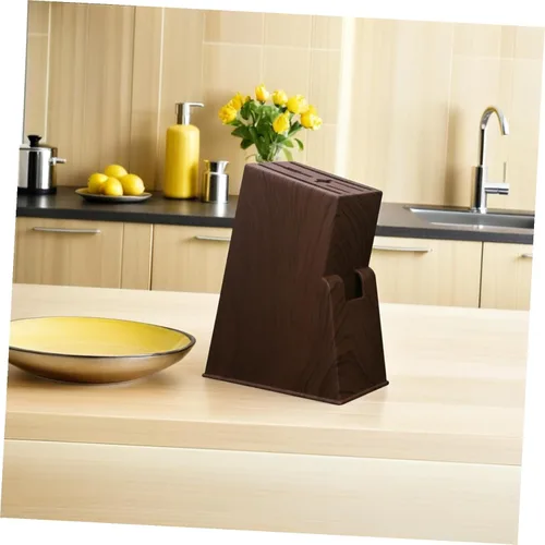 Miniatura 7 de Mobestech Vajilla de madera para patrón de estante afilado de cubiertos para el hogar Cortador Bloque estable Estante de madera de imitación
