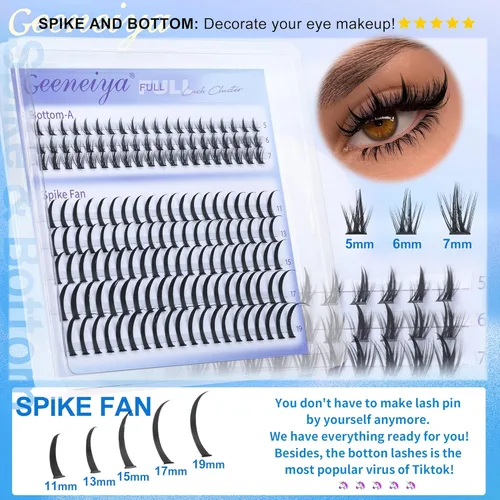 Miniatura 2 de Geeneiya Kit de racimos de pestañas de 5 estilos, extensiones de racimos de pestañas de volumen/mega/completo/inferior con adhesivo de pestañas