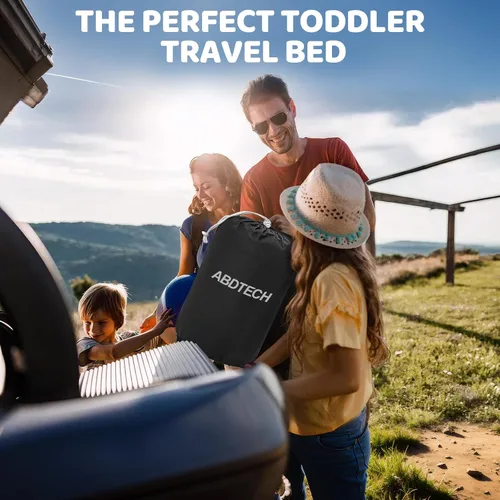 Miniatura 8 de Cama inflable de viaje para niños pequeños, colchón de aire portátil de 64 pulgadas con cuatro lados de seguridad, bomba de alta velocidad y bolsa