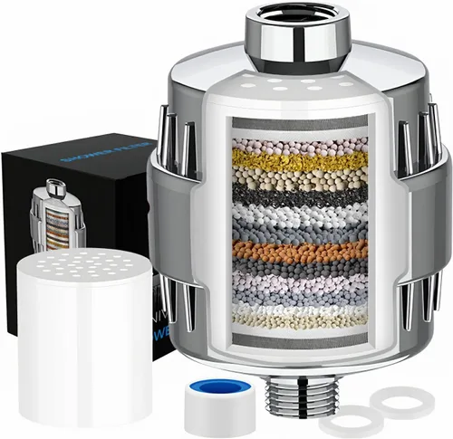 Miniatura 5 de Filtro de ducha de 20 etapas, 99% de eliminación, filtro de cabezal de ducha resistente de alto rendimiento para agua dura, cloro, sustancias