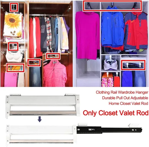 Miniatura 3 de Organizador de armario para pantalones y abrigos, soporte organizador de ropa ajustable, organizador de armario de acero inoxidable, estante