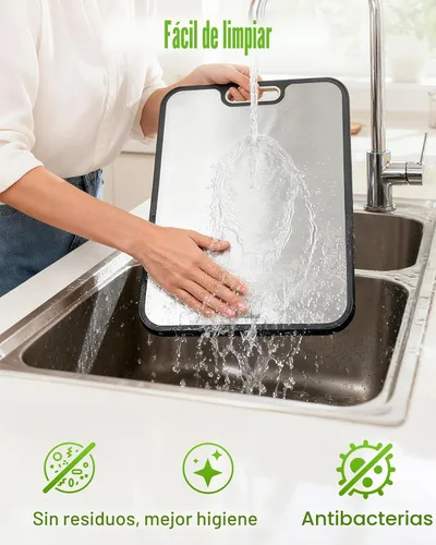 Miniatura 4 de Tablas de cortar de titanio para cocina, tabla de cortar 2 en 1 no tóxica, tablas de cortar para carne y verduras, fácil de limpiar, tamaño grande