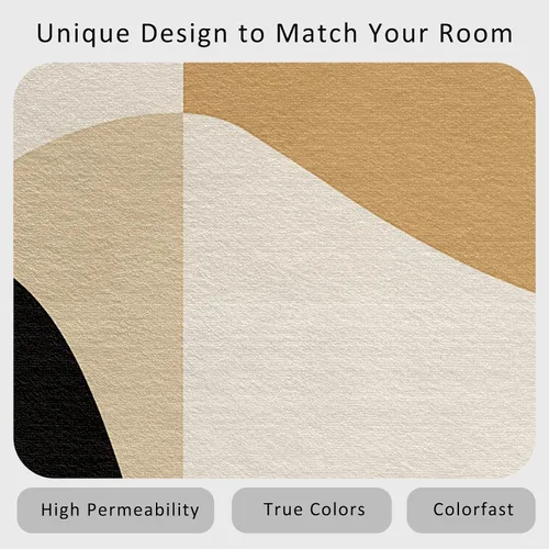 Miniatura 4 de Geometric Runner Rug 2x4 Small - Hallway Runner Rug Retro Mid Century Modern Abstract Pattern, Non Slip, Washable, Geometric Home Decor Carpet for