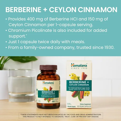 Miniatura 3 de Himalaya Berberina con canela de Ceilán, suplemento de hierbas para apoyar el metabolismo normal, inmune y la salud digestiva, vegano, sin gluten