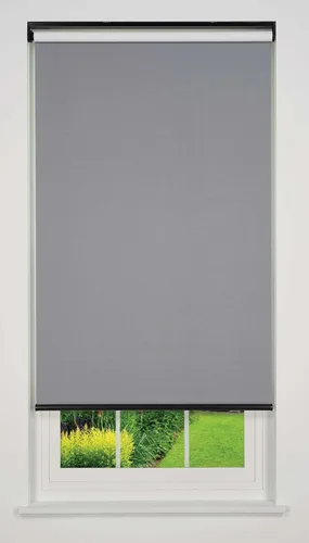 Linen Avenue Persiana enrollable opaca sin cordón, color gris claro, 56 pulgadas de ancho x 66 pulgadas de alto