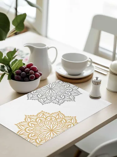 Miniatura 8 de Elegant Dahlia Flowers - Juego de 4 manteles individuales de lino y algodón, resistentes al calor, antideslizantes, lavables, para banquetes