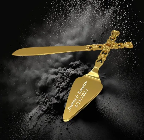 Miniatura 3 de GIFTS INFINITY Juego de cuchillo personalizado para pastel de boda y servidor con grabado, juego de utensilios de corte de pasteles, regalo