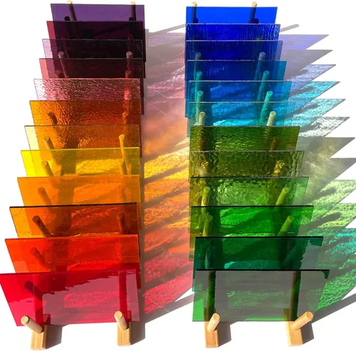 LITMIND Paquete variado de 24 hojas de vidrieras transparentes de catedral, 4 x 6 pulgadas, vibrantes vidrios de arte arcoíris para atrapasoles,