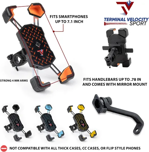 Miniatura 4 de Soporte de teléfono para motocicleta con cargador USB (3.25-7 pulgadas), soporte impermeable para teléfono celular para motocicleta, ATV, moto
