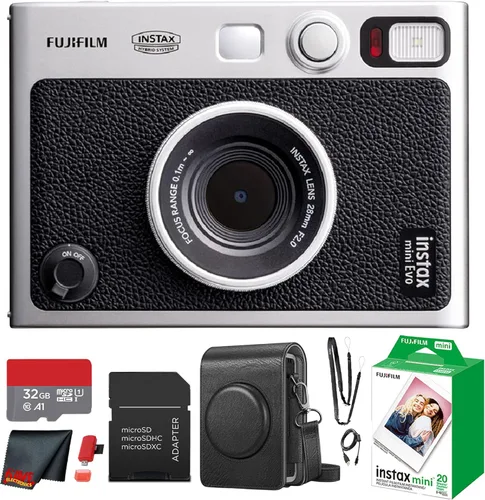 Miniatura 13 de Fujifilm Instax Mini EVO Hybrid Cámara instantánea (negra) con paquete de película instantánea Instax-Mini Twin de 40 hojas + tarjeta de memoria