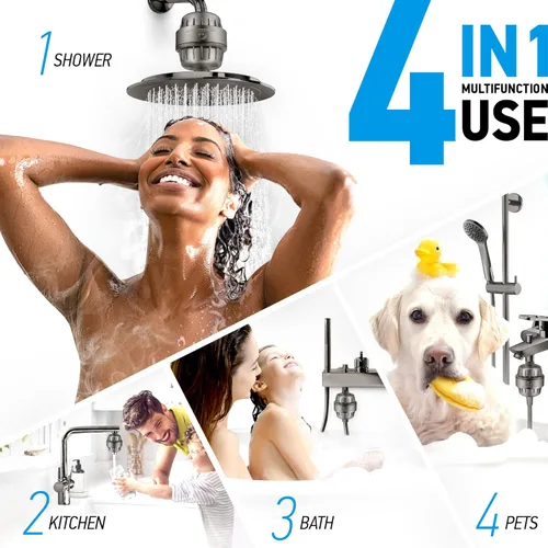 Miniatura 8 de AquaHomeGroup Filtro de cabezal de ducha de 20 etapas con vitamina C E A para agua dura, filtro de alto rendimiento para eliminar el cloro