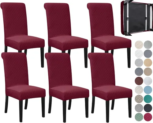 Miniatura 11 de SPRINGRICO Paquete de 2 fundas para sillas de comedor con cinturón de seguridad, fundas elásticas para sillas Parsons lavables, fundas protectoras