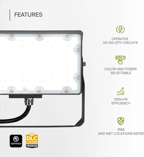 Miniatura 4 de ASD Reflector LED para exteriores con fotocélula del atardecer al amanecer, hasta 9421 lm, 15W/30W/60W seleccionable, 120-277V, 3000K/4000K/5000K