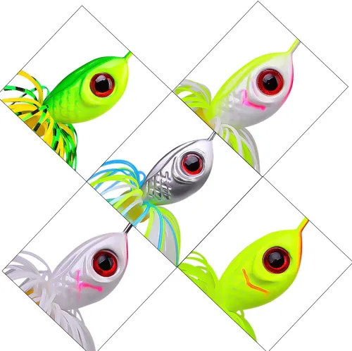 Miniatura 4 de Spinnerbait - Señuelo de pesca de metal duro, kit de cebos giratorios para lubina, trucha, lucio, salmón, lucioperca, agua dulce y salada, 5