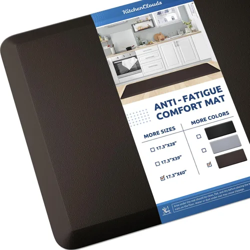 Miniatura 33 de KitchenClouds Alfombra de cocina acolchada anti fatiga, 17.3 x 60 pulgadas, impermeable, antideslizante, tapete de escritorio cómodo, para cocina