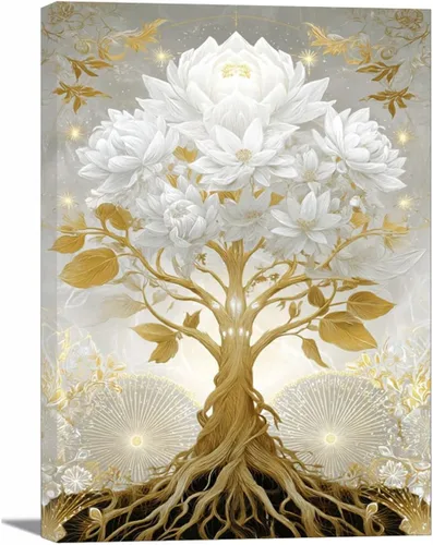 Miniatura 9 de VOCBAN Tree of Life Wall Art The Picture Artwork Canvas Prints Tree Pictures Poster Retro Artwork for Bedroom Living Room Home Decoration(blue blue