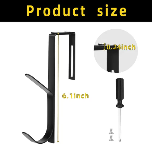 Miniatura 2 de Wehhbtye Ganchos Dobles Ajustables para Abrigos, Gancho Grueso para Abrigos de Pared de Cubículo, Gancho Doble de Metal Sobre el Panel Ajustable
