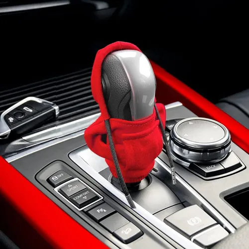 Miniatura 3 de Osilly Funda para palanca de cambios de automóvil, mini sudadera con capucha y diseño de suéter de moda, protector de perilla de palanca de cambios