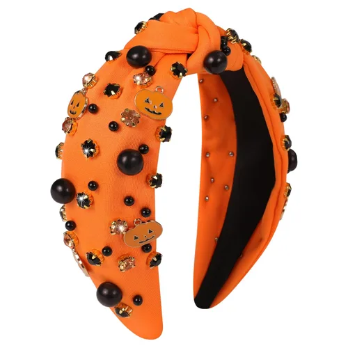 Miniatura 9 de Diadema anudada con joyas para mujeres y niñas, diadema de diamantes de imitación de cristal brillante, nudo superior ancho para mujer, diadema Negro