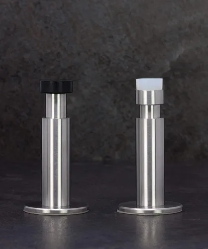 Miniatura 11 de Tope de puerta montado en la pared Caucho blanco de silicona natural Instalación de adhesivo o tornillo Acero inoxidable Longitud regulable