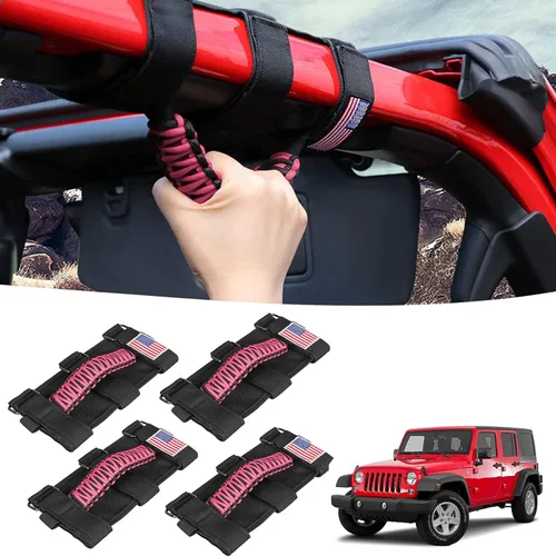 GAIZON Paquete de 4 Manijas de Agarre de Barra de Rodillo con Diseño de Bandera Americana, Reemplazo para Jeep Wrangler YJ TJ JK JL, Gladiator JT