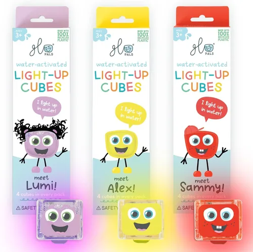 Miniatura 13 de Glo Pals Paquete de cubos iluminados activados por agua para juegos sensoriales, paquete de 12 (Tierra extraordinaria)