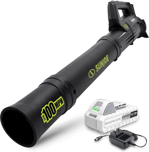 Sun Joe Soplador de turbina compacto inalámbrico IONMAX de 24V-TB-LTE de 24 V, velocidad de aire de 100 MPH, flujo de aire de 280 CFM, batería y