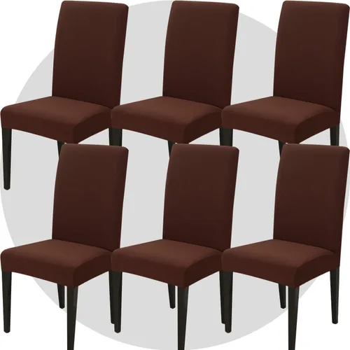 Miniatura 9 de Juego de 6 fundas elásticas para sillas de comedor, color blanco hueso, elásticas, lavables, extraíbles para cocina, hotel, restaurante Blanco roto