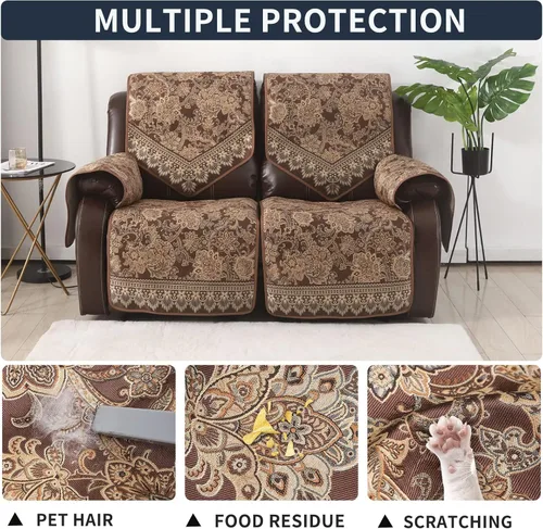 Miniatura 4 de Fundas impermeables para sofá reclinable, fundas antideslizantes para sofá reclinable de 2 asientos, fundas de sofá reclinable de jacquard lavables