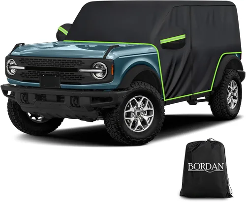 Miniatura 15 de Funda de coche para Ford Bronco de 2 puertas, 420D, funda impermeable para todo tipo de clima, sol, lluvia, UV, polvo, cubierta de cabina