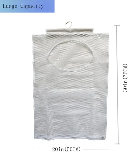 Miniatura 2 de Cesta de malla colgante para lavandería (30 x 20 x 2 pulgadas), bolsa grande de ropa sucia, se puede utilizar detrás de la puerta, armario, caravana