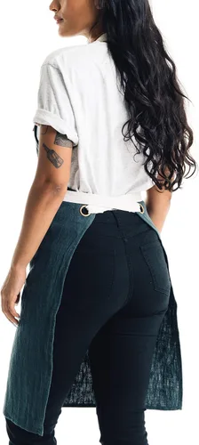 Miniatura 2 de Caldo - Delantal de cocina de lino con peto, delantal de lino ajustable con bolsillos para hombre y mujer (Abeto)