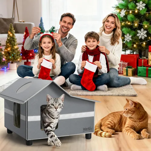 Miniatura 2 de Casa para gatos al aire libre, resistente a la intemperie, casa exterior para gatos salvajes al aire libre, refugio aislado para gatos