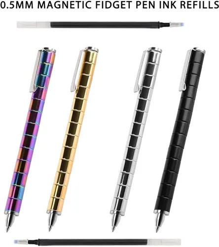 Miniatura 3 de Paquete de 10 repuestos magnéticos para bolígrafos antiestrés, cartuchos de repuesto de tinta negra de 5.079 in (5.08 pulgadas) de longitud, punta
